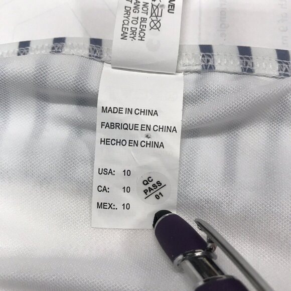 Coco Ship 10 High Waisted String Bikini Swimsuit Gray White Striped Pink Pom Pom - Picture 3 of 15